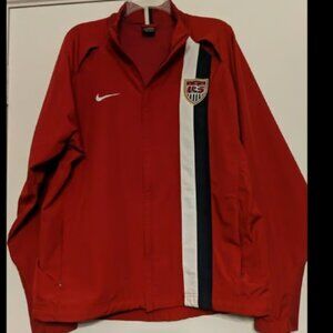 Nike US Soccer Jacket Large Red Full Zip Dri Fit USA USMNT USWNT Windbreaker
